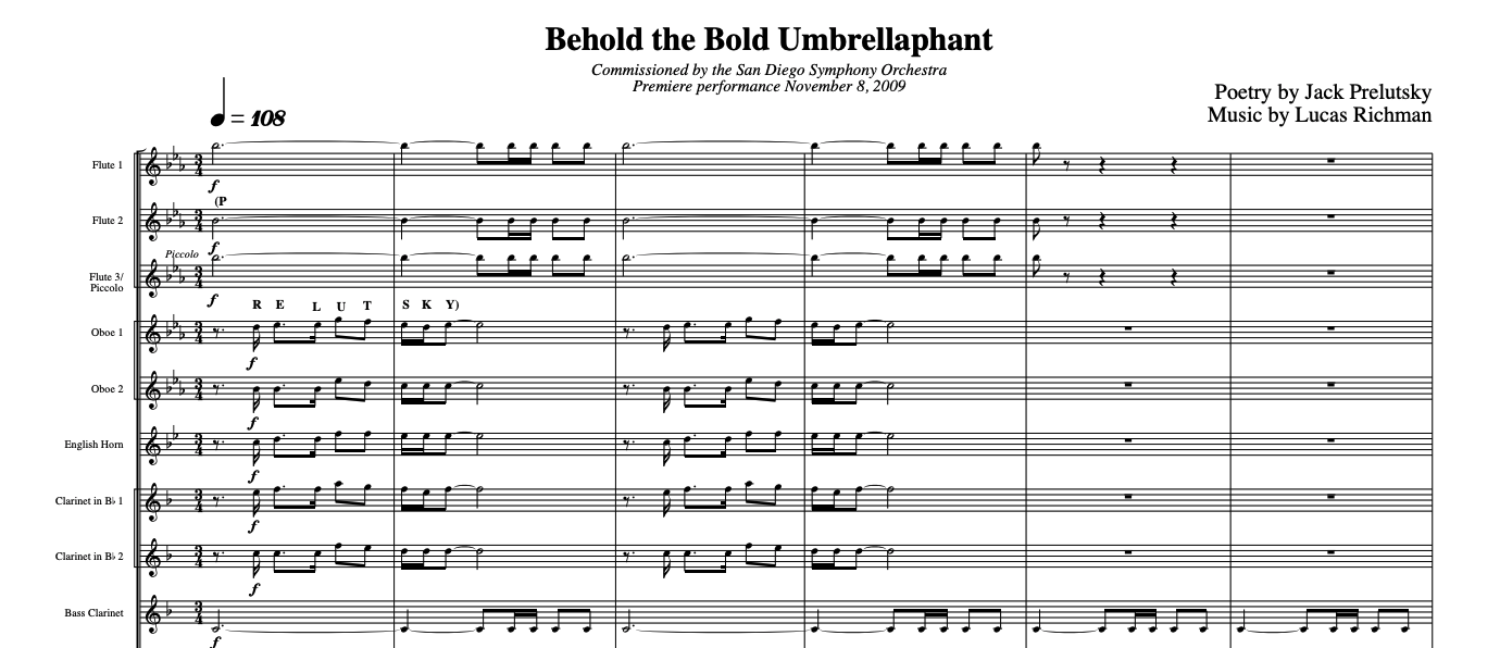 behold the bold umbrellaphant first page of sheet music